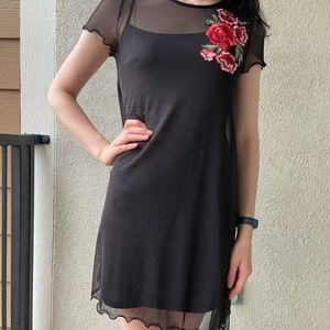 Sheer Rose Bodycon Dress